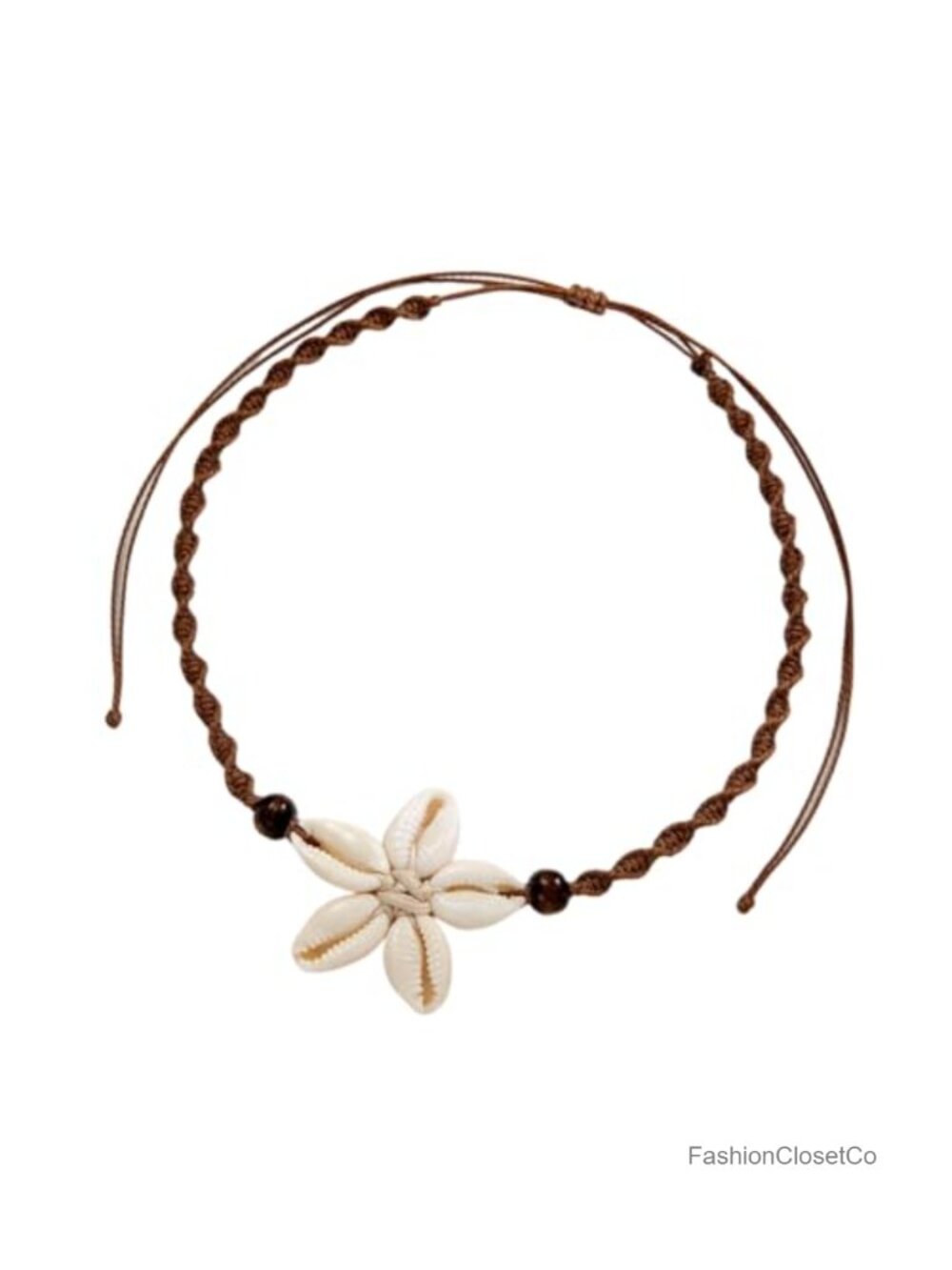 Boho Shell Starfish Flower Necklace Woven Rope Wood Beads Choker
